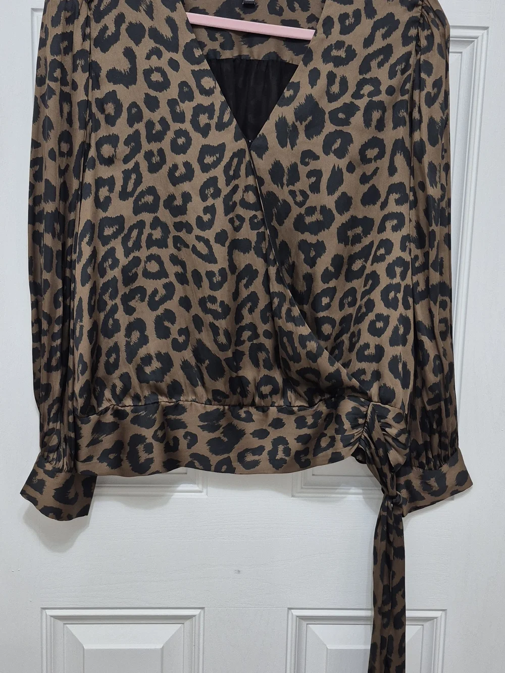 Banana Republic Brown and Black Leopard Print Tie-Waist Blouse